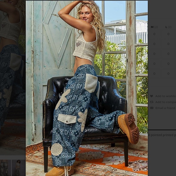 POL “ Green Bay ” POL Cargo Twill Jean Jogger Pants with Crochet Detail 47 - Picture 2 of 8